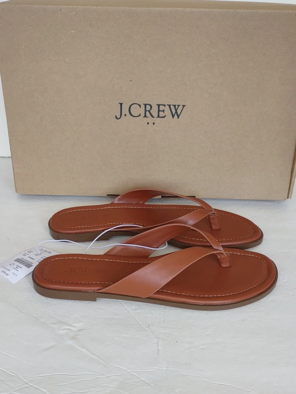 BRAND NEW J. Crew Tan Leathe (SYNTHETIC) THONG SANDAL